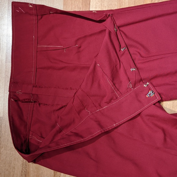 Vintage 1970's handmade burgundy flared embroidered bellbottoms - Picture 6 of 6
